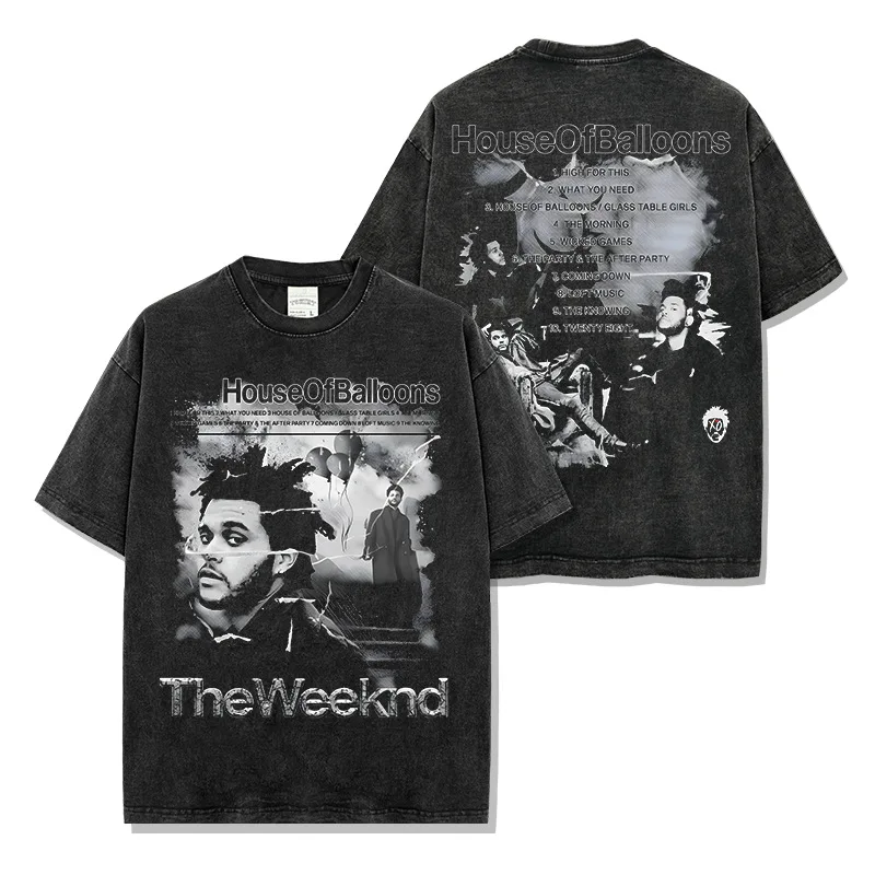 

2025 The Weeknd, The R&B Singer, носить американскую футболку с короткими рукавами в стиле ретро, состаренной, с двусторонним принтом