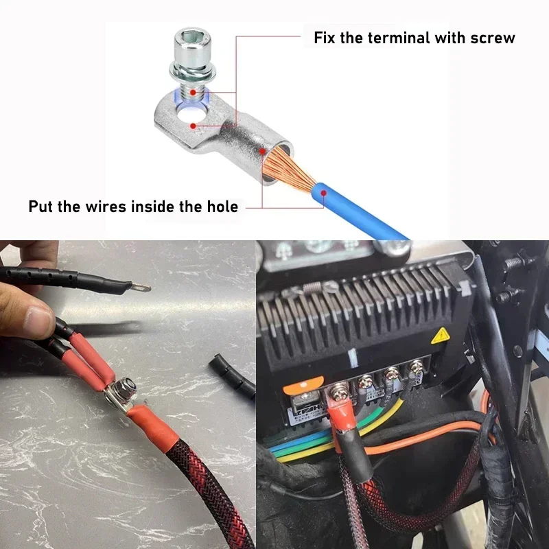 Terminal de cobre tipo sc, 5 ~ 50 peças, terminal de cobre sc6/10/16/25/35/50/70/95 bloco de bateria talões buraco id 6/8/10/12mm conector de fio de crimpagem
