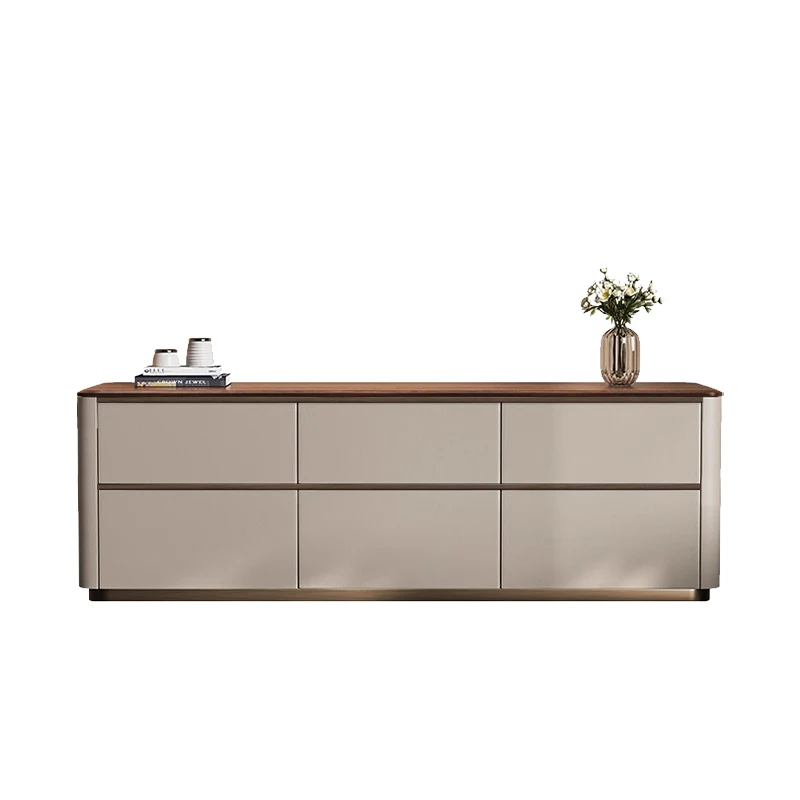 

Black Walnut Solid Wood TV Cabinet Living Room New High-end Light Luxury High-End Floor-to-ceiling Storage Cabinet Integrated