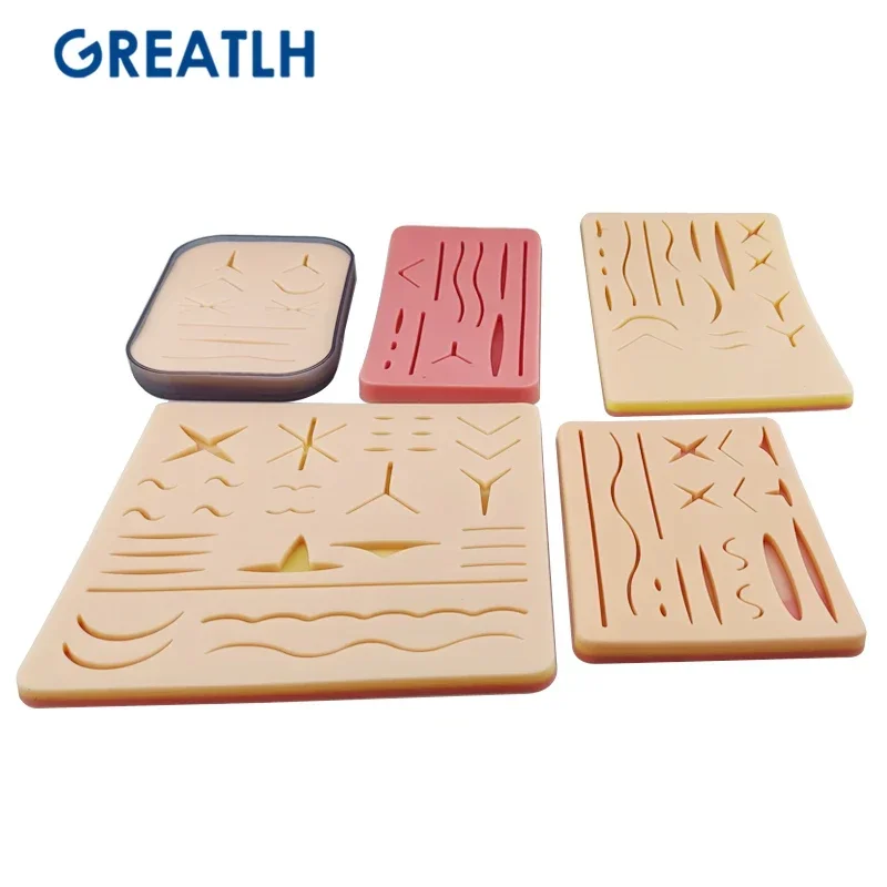 GREATLH Medical Students Suture Practice Kit Silicone Suture Pad Skin Suture Kit Training Model Medical Teaching Accessories