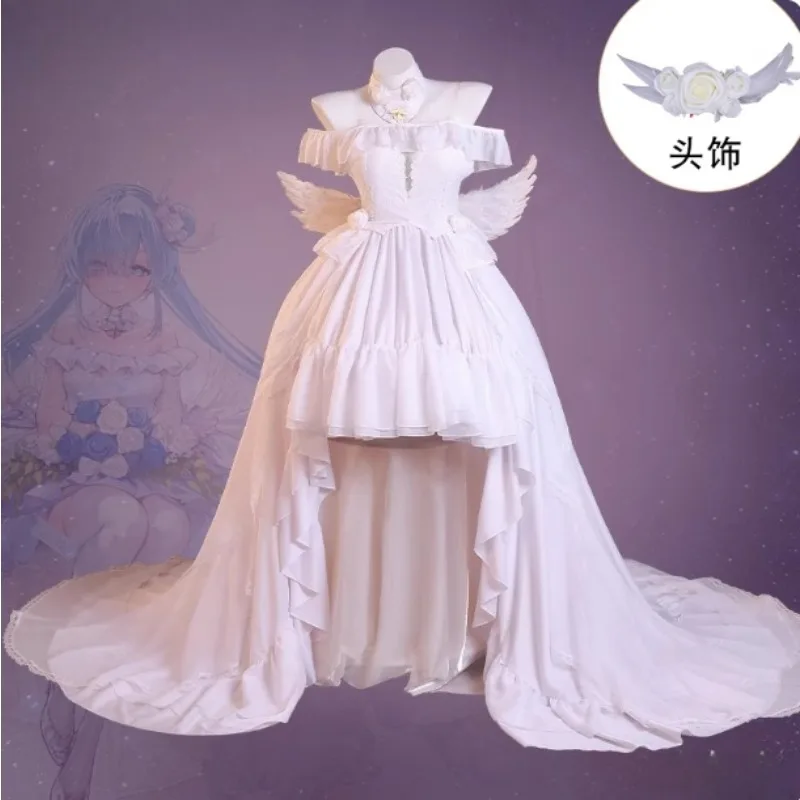 

HMS Janus Cosplay Costume Game Azur Lane J Destroyer Long Flower Wedding Dress Evening Lolita Angle Wings Women Roleplay Outfit