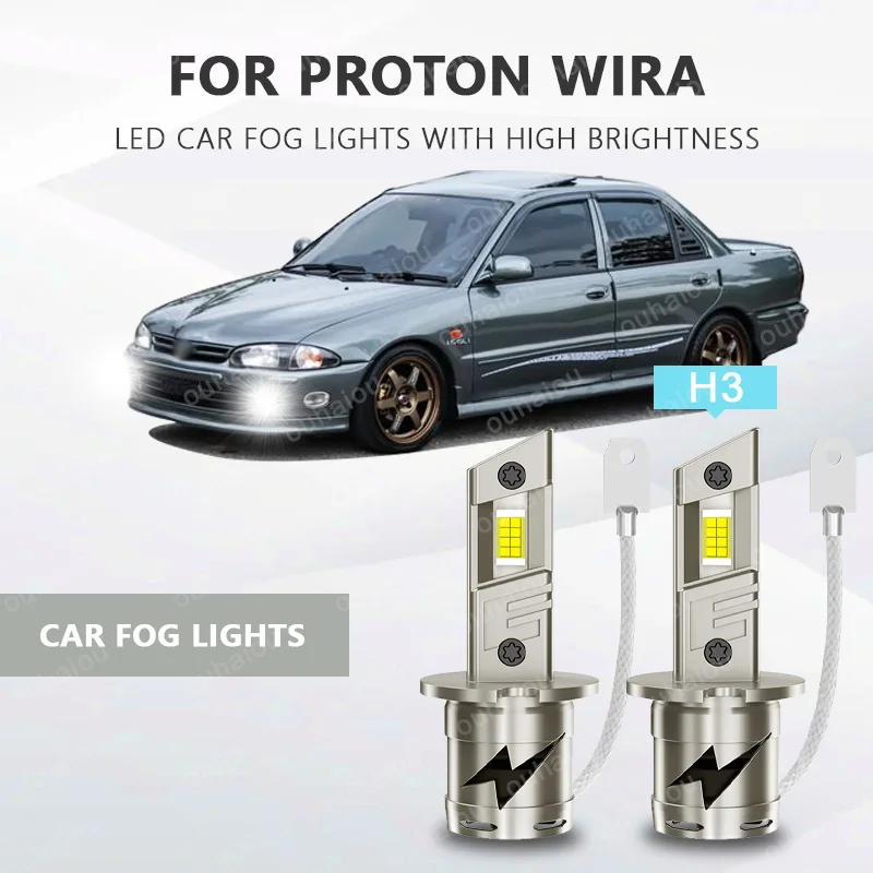 

For PROTON WIRA 2Pcs H3 LED fog lamp LED Lights Head Lamp for Car LED fog lamp Bulb with heat sink