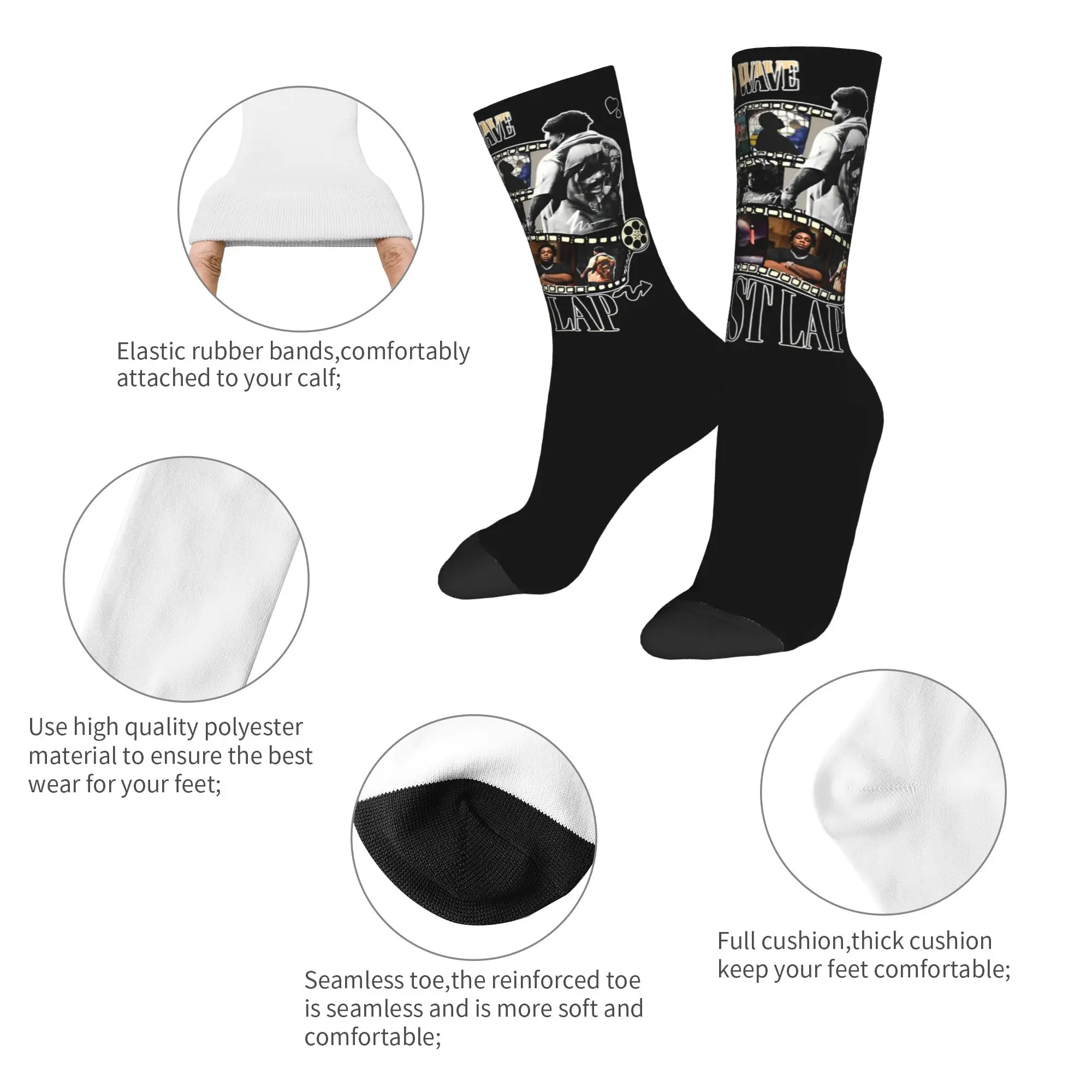 Rod Wave Hip Hop Rapper Last Lap  Socks Men Women Polyester Fashion  Socks Novelty Spring Summer Autumn Winter Middle Tube Socks