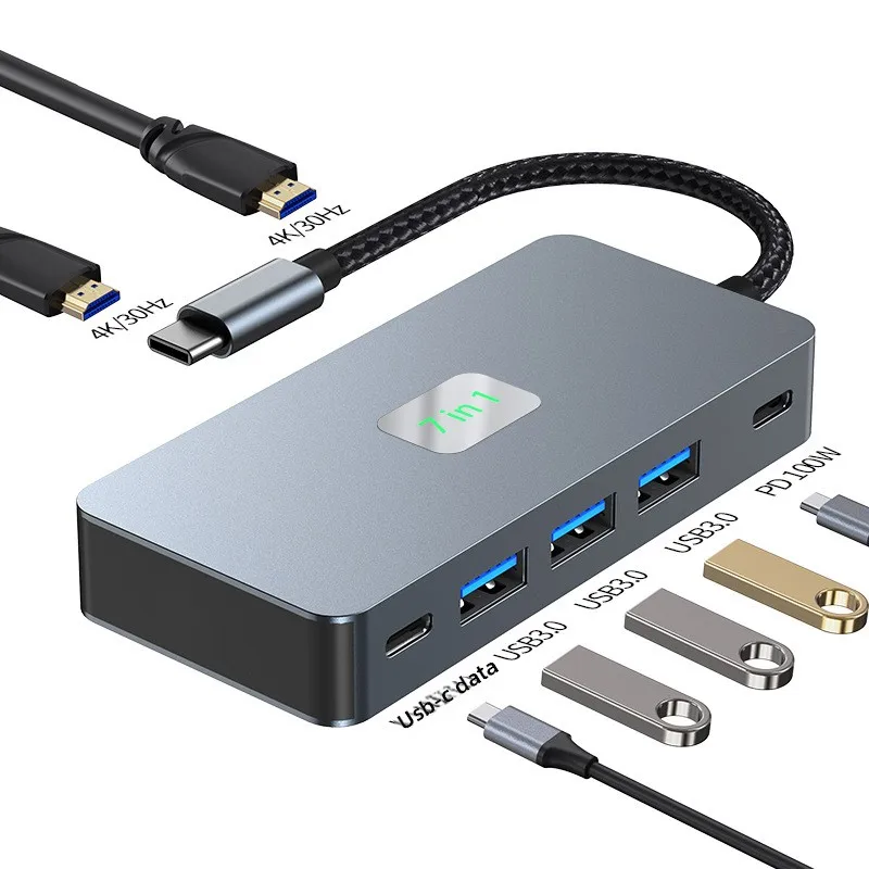 متعدد الشاشات نفس العرض محطة إرساء مختلفة من النوع C USB 3.0 محطة إرساء MST للكمبيوتر المحمول ثنائية الدقة