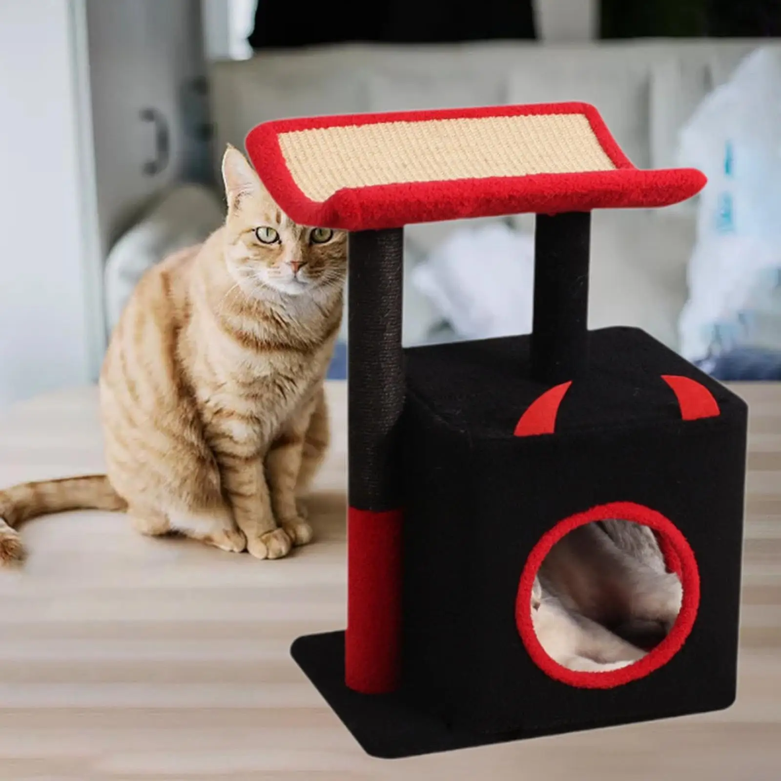 Cat Tree and Bed Scratch Post Vertical for Indoor Cats Multi Tiers Cat Bed Cute for Cat Kitty Kittens Activity Center Play