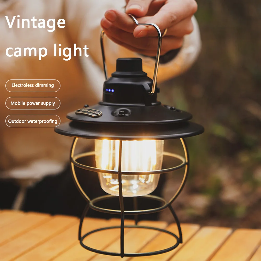 Lampe de cheval LED aste vintage, lumière ambiante, lumière de tente de camping en plein air, éclairage de confrontation