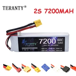 Wtyczka 60C bateria Lipo 2S 7.4V 7200mah XT60 do zdalnie sterowany Quadcopter samochodu dron FPV części łodzi samolotu z XT90 Deans T Tamiya