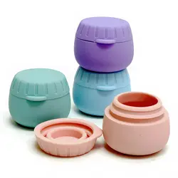 4pcs Silicone Dispenser Travel Portable Dispenser Jar Food Medicine Cosmetics Colourful Storage Box Jewellery Organizer