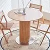 Wooden Trestle Pedestal Base on Stainless Steel Plate, Small Space Kitchen Table，Circular Tabletop for Kitchen, Café Tables