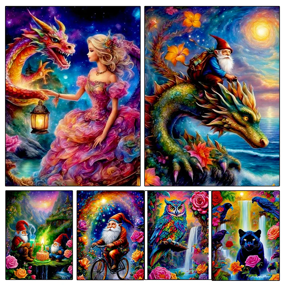 

DI Diamond Painting 5D Animal Dragon Santa Claus Flower Landscape Home Decoration Art Cross Embroidery Set Diamond Embroidery