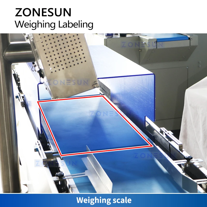 Zonesun Involucro a flusso orizzontale con etichettatrice per prezzi di pesatura Macchina confezionatrice per cuscini ZS-ZBTB1