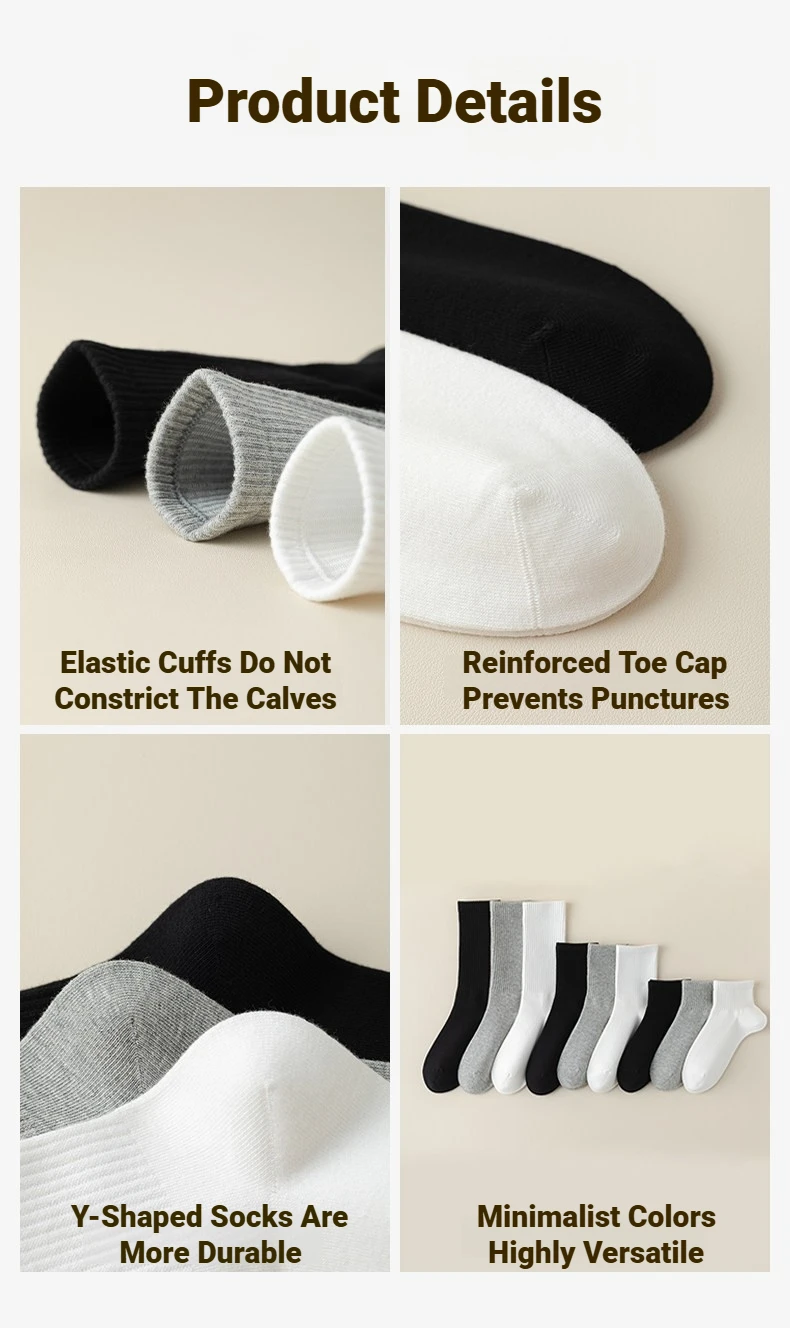 5 Paar einfarbige Damensocken, schlicht, vielseitig, modisch, geruchsabweisend, atmungsaktiv, weich, bequem, für Freizeit, Sport und den täglichen Gebrauch. – Detail 9