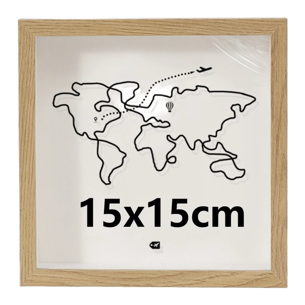 World Map Themed Photo Frame for Travel Tickets For Concert Memorabilia Airplane Passes Keepsake Display 20x20cm 29x29cm 15x15cm