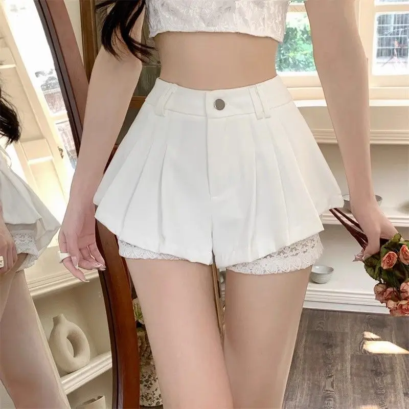 Lace Hem Jumpsuit High Waist Wide Leg Skort Spring Summer 2026 Ladies Fashion Elegant Comfort