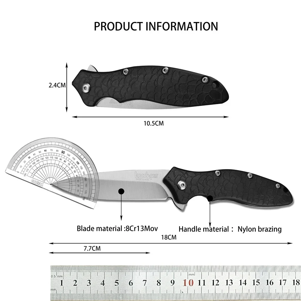 KS 1830 Oso EDC Tactical Pocket Folding Knife 8Cr13Mov Blade Black Nylon Fiber Handle Outdoor Camping Knives Hunting Sharp Tool