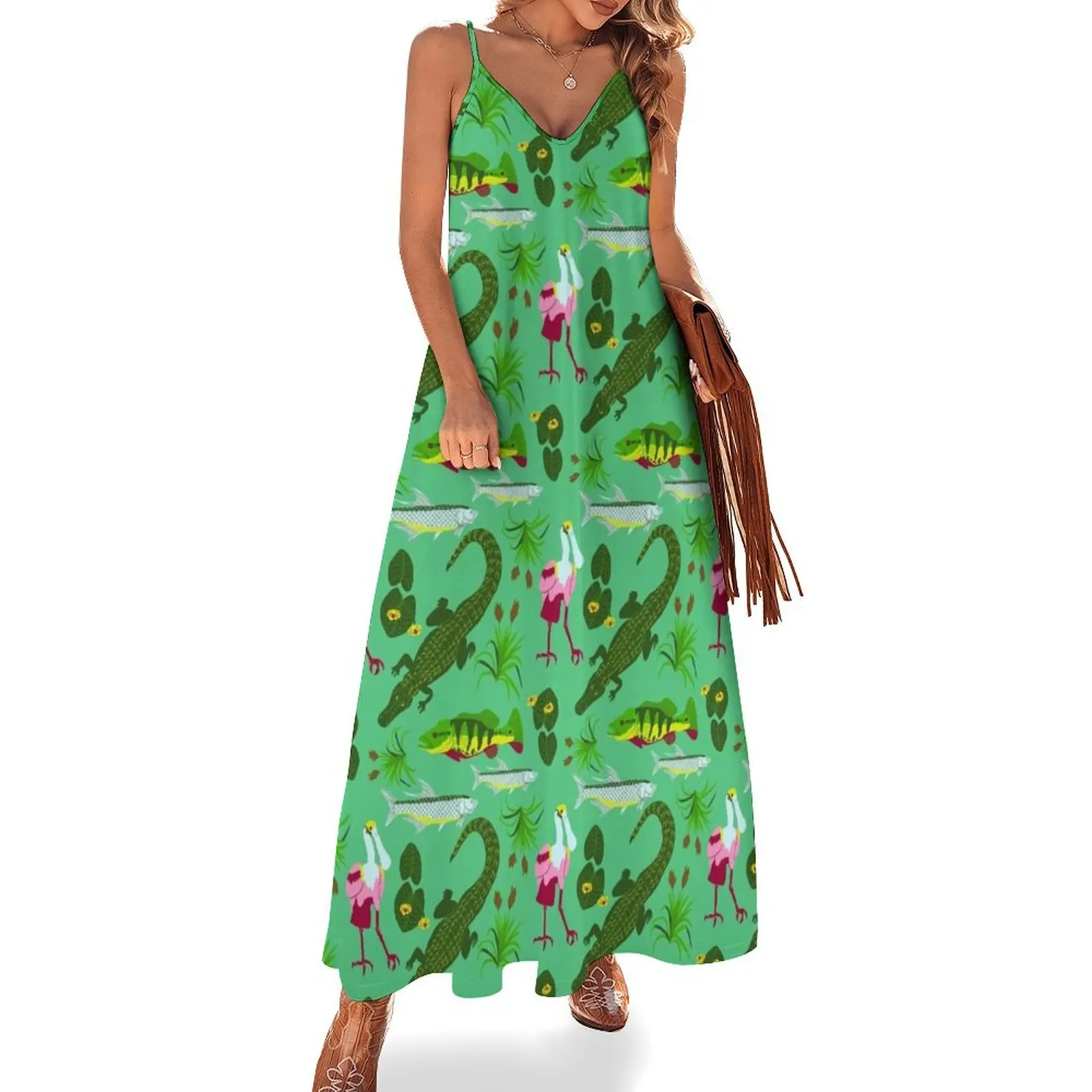 

Everglades Wetland Print Sleeveless Dress festival outfit women Women dresses summer Dress