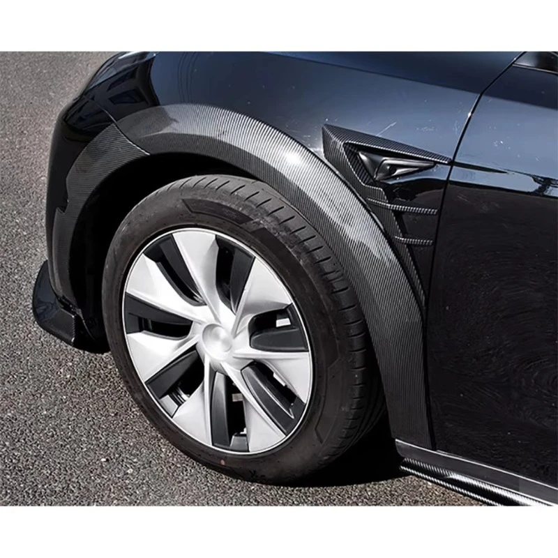 ABS Carbon Look Bumper Side Wide Body Wheel Eyebrow 10Pcs/Set Car Protect for Model Y 2021+ Car Styling