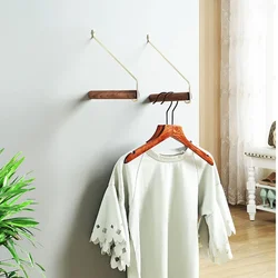 Solid Wood Wall Mounted Clothes Hanger, Durable Brass Hook, Home Closet, New
