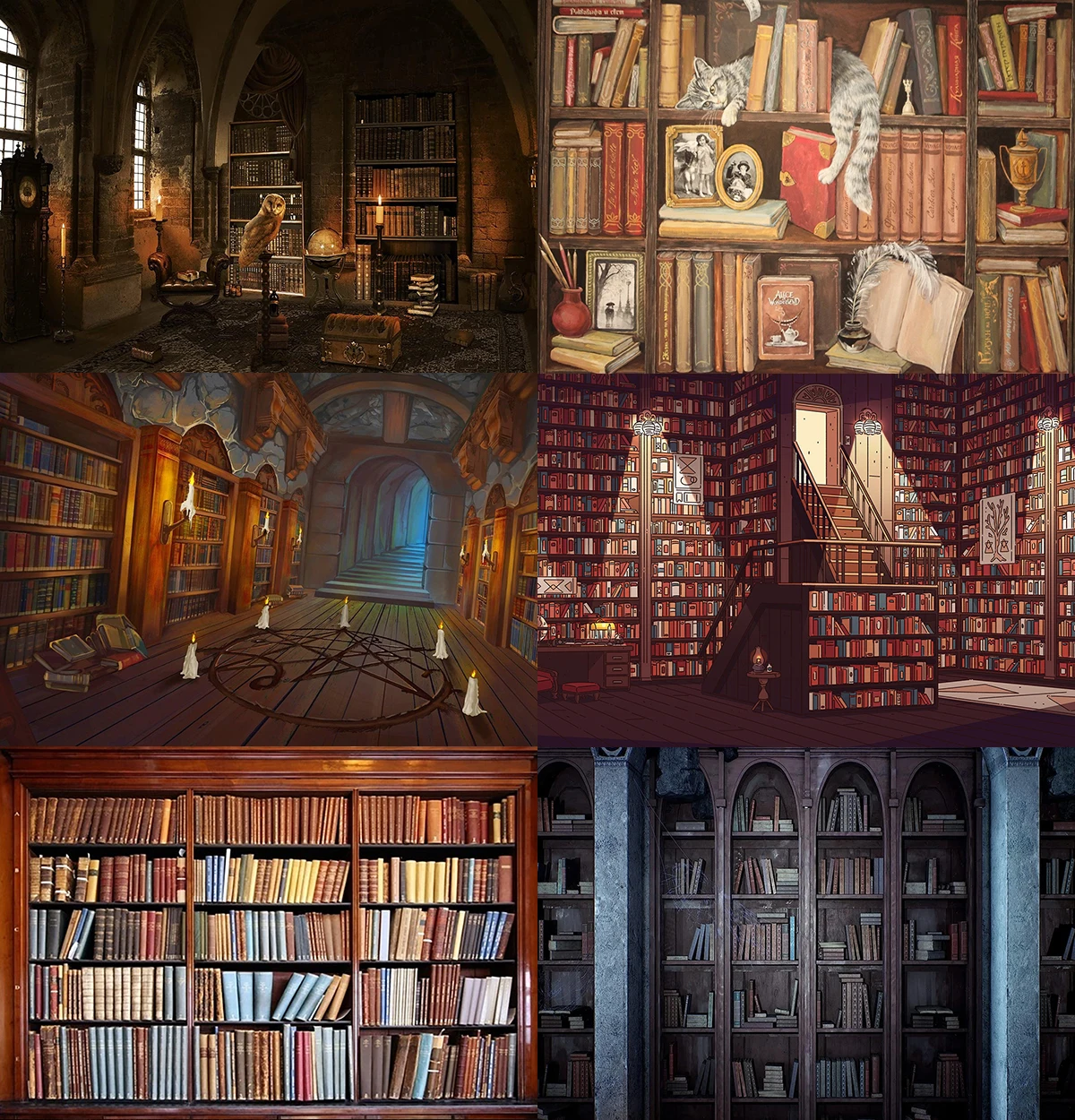 Fabric Ancient Medieval Library Photography Backdrop Old Famous Bookshelves Wizard Magic Bookshelf Backdrop Photo Booth Props