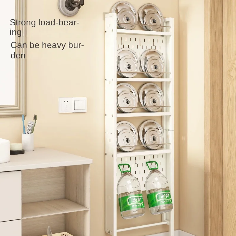 Simple Bathroom Storage Rack Punch-Free Installation Multi-Layer Large Capacity Hollow Board for Hooks Stable High Load-Bearing