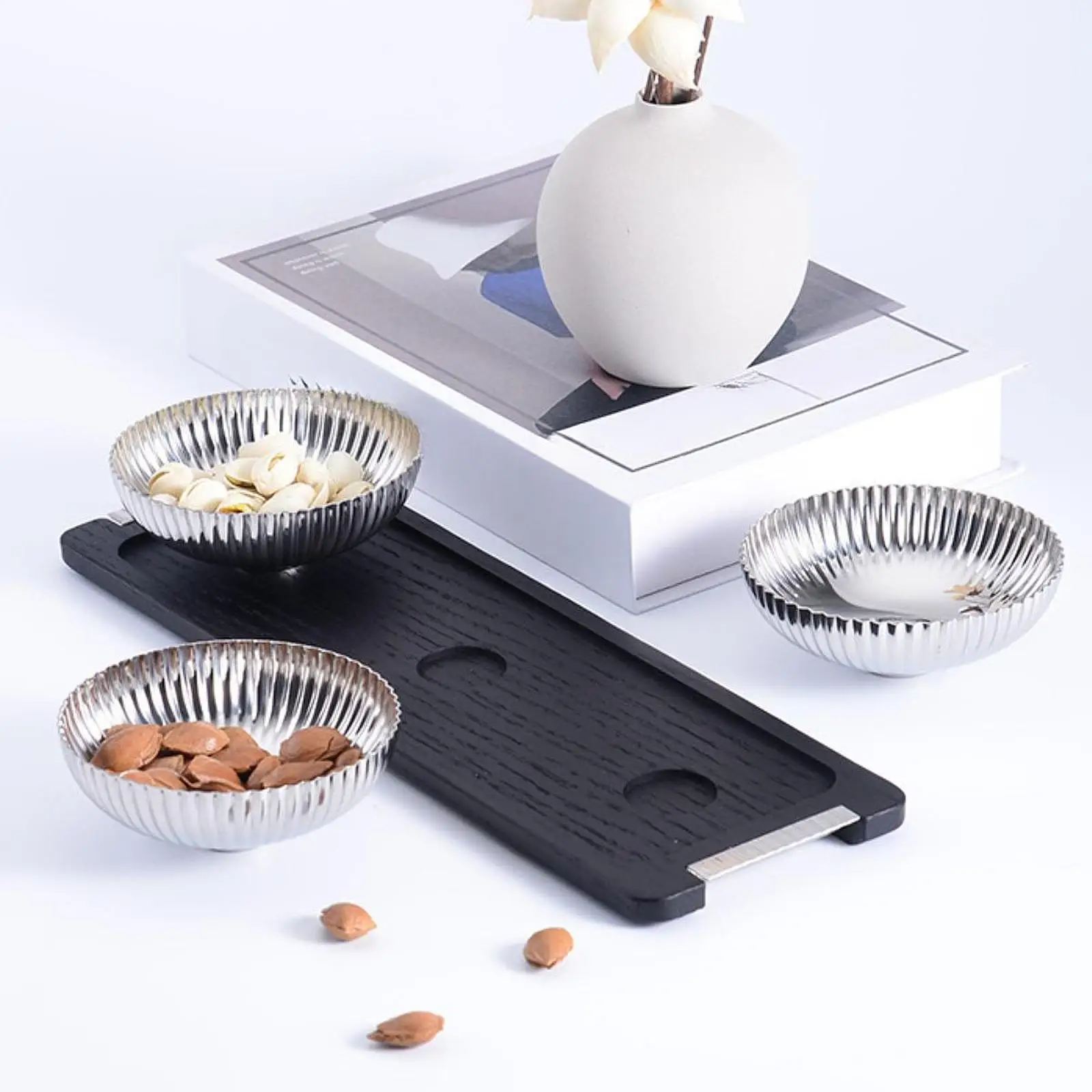 Stainless Steel Snack Bowl with Tray Elegant Serving Set for Appetizers Candy Nuts and Desserts Home Event
