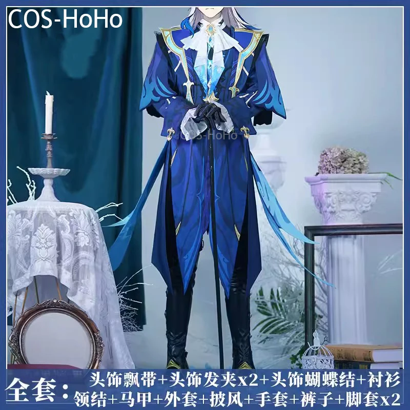 COS-HoHo Genshin Impact Neuvillette Judge Game Suit Gorgeous Handsome Cosplay Costume Halloween Party Role Play Outfit S-XXL