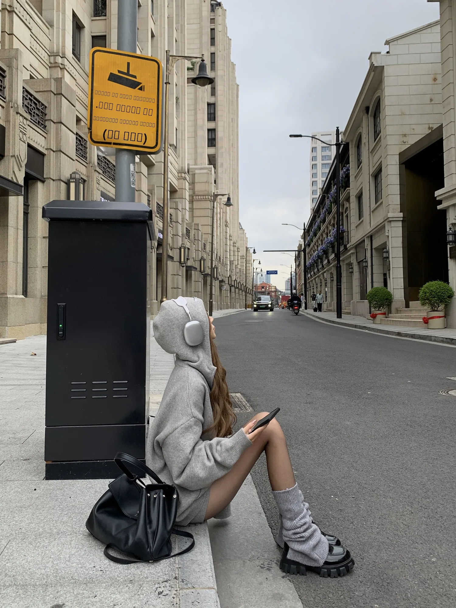 

Yaqing ey Knitted Hoodie Women's High Waist Slimming orts Autumn Winter Lazy Loose Feeling Polyester Fiber Pure Color