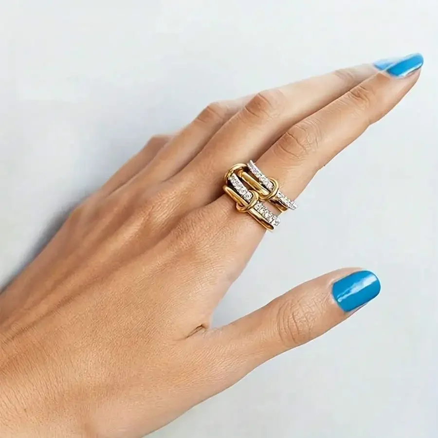 1pc Fashionable Unique Cubic Zirconia Ring, Parties And Other Occasions. It Is Also Stylish And Can Be Layered.Daily