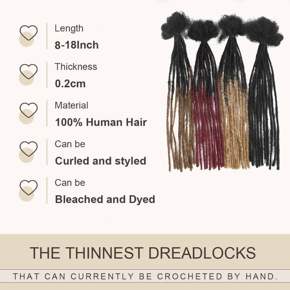 0.2cm 100% Human Hair Dreadlock Extensions T1B/27/30/99j Loc Extensions Human Hair Permanent Loc Extensions Human Hair