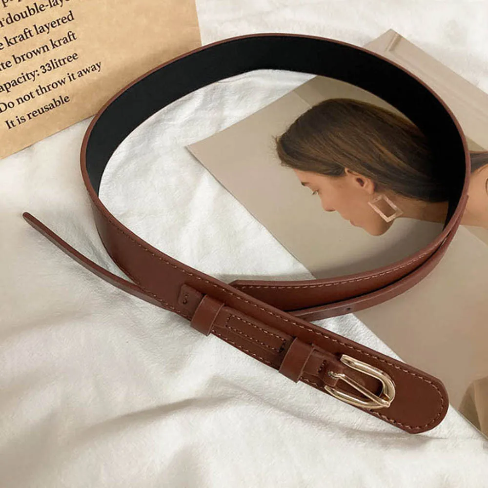 

Fashion PU Leather Belt for Women Designer Metal Buckle Waist Strap Female Jeans Dress Trouser All-match Decorative Waistband