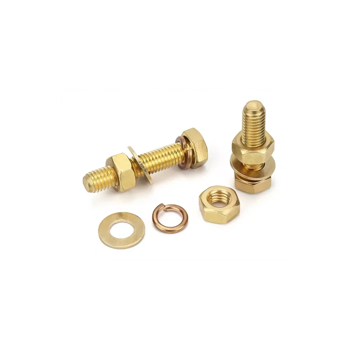 

M3M4M5M6M8M10M12M16 Brass Outer Hexagonal Bolt Machine Screw Nut Flat Washer Elastic Washer Combination Set