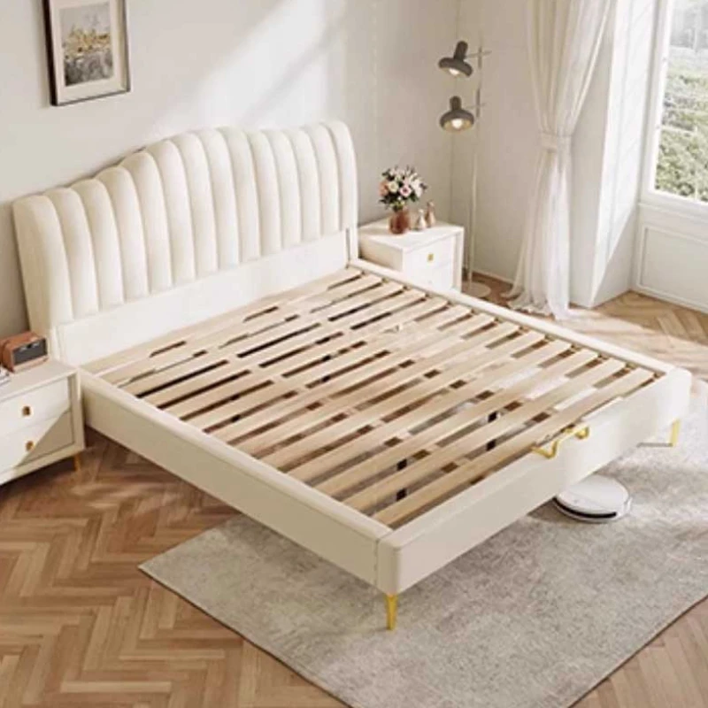 

High End Queen Double Bed Frame Modern Whitr Drawers King Size Frame Double Bed Aesthetic Master Cama Matrimonio Room Furniture