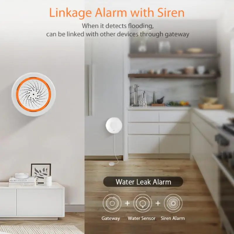Tuya HomeKit And ZigBee Smart Home Water Leak Sensor Immersion Security Alarm Water Leak Detector Overflow Alert Detector