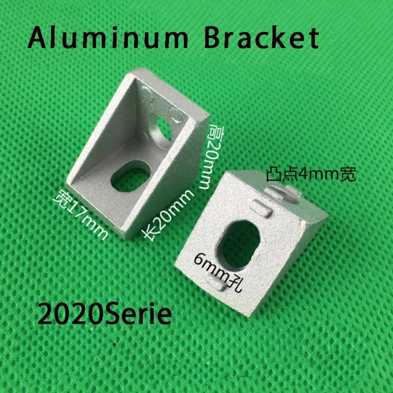 

20pcs Durable Silver Aluminum 2020 Corner Bracket 20x20x17mm Solid Cast For 20mm Extrusion CNC Routers