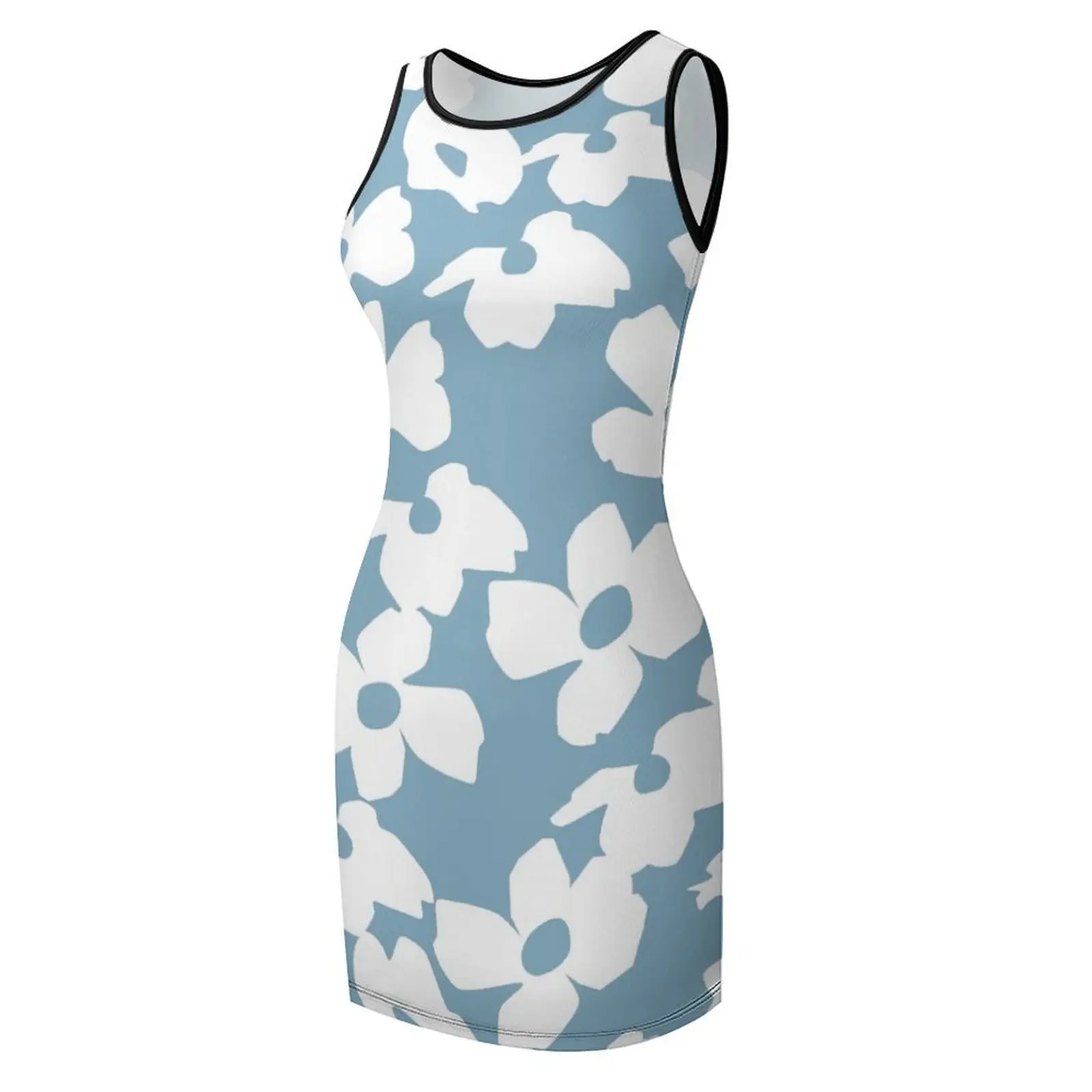 모던 레트로 도그우드 꽃잎 민소매 원피스 여성 의류 드레스 여성용 우아한 루즈 드레스