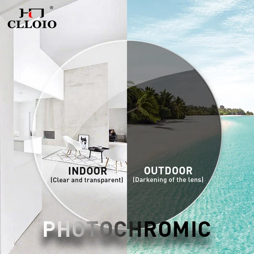 CLLOIO fotocromático Anti luz azul serie hipermetropía miopía lente 1,56 1,61 1,67 1,74 lentes asféricas de resina CR-39 graduadas