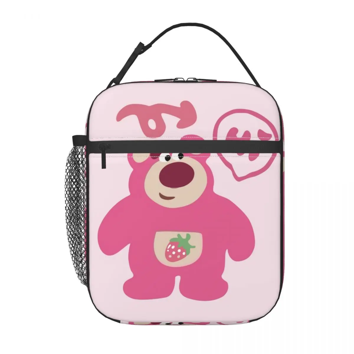 Custom Hello Lotso Huggin Strawberry Bear Insulated Lunch Bag for Outdoor Picnic Leakproof Cooler Thermal Bento Box Women Kids