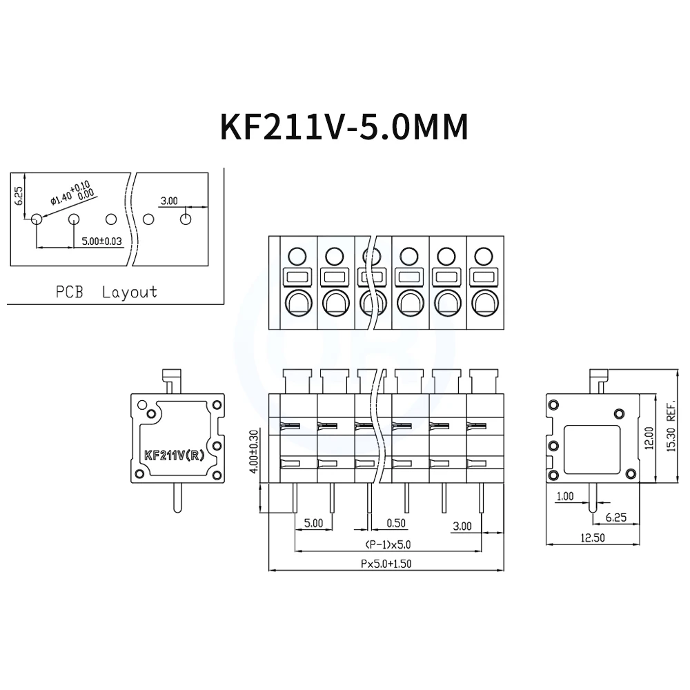 (10 Pcs) KF211V KF211R 5.0mm Spring Loaded PCB Terminal Block Phoenix Terminal Block DG 211V 211R 5.0 Right Angle Straight 2~12P