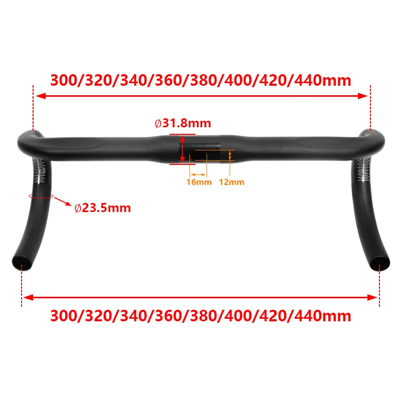 New T1000 Carbon Road Bike Handlebar Matt Lightweight Road Bike Racing Handlebars Full Internal Routing 300mm-440mm Bicycle Part