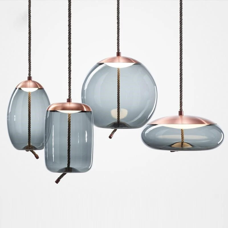 Noedic Style Hemp Rope Glass Pendant Light Hotel Bar Fashionable Lighting Fixtures Individuality LED Lustry Home Decor 110V 220V