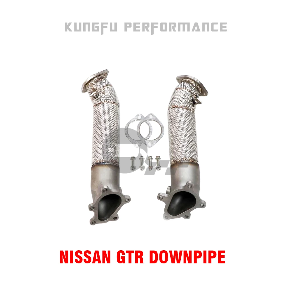 KUNGFU PERFORMANCE Heat Shield Turbo Nissan R35 GT-R Cast Stainless Steel 3.5″ Downpipes