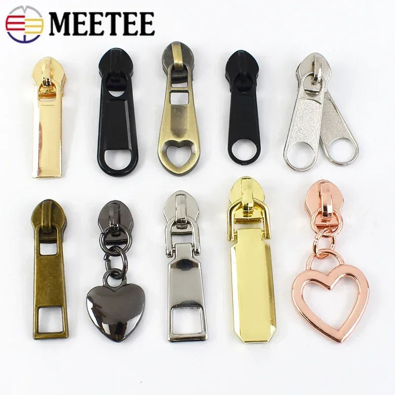 10/20Pcs Meetee 5# Slider for Zipper Nylon Zippers Puller Coat Tent Zip Closure Pulls Headparts Zips Repair Kits Bag Accessories