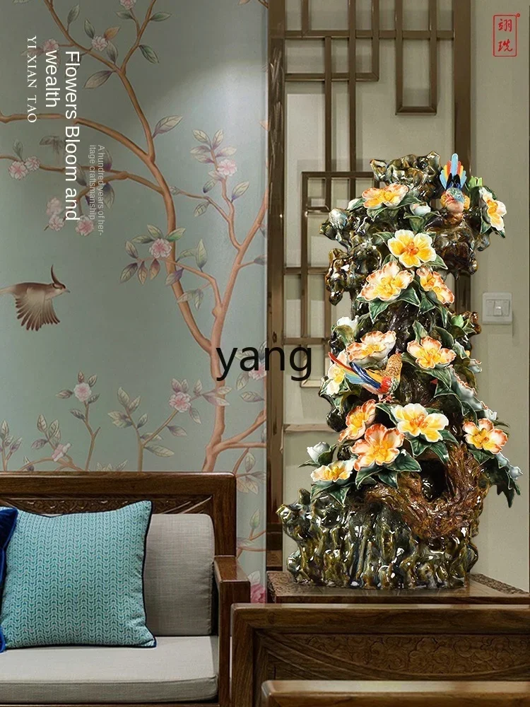 XYY new Chinese art ceramic flower sculpture ornament housewarming gift