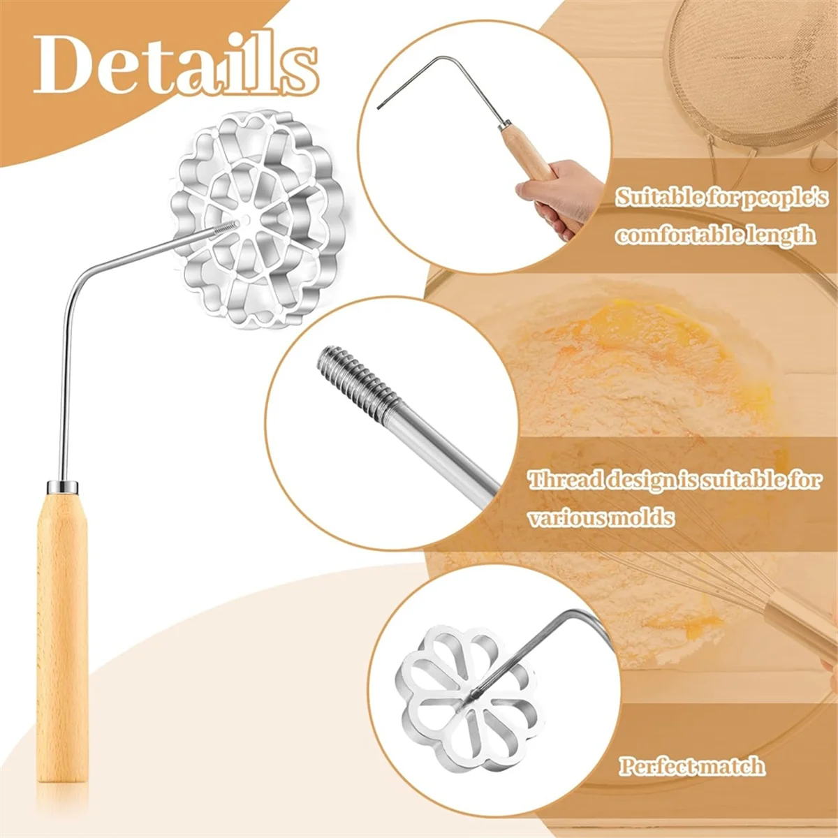 6 pezzi stampi in ferro per rosetta set stampo Bunuelos con manico kit per timbri da cucina formine per biscotti stampi per waffle in lega di alluminio