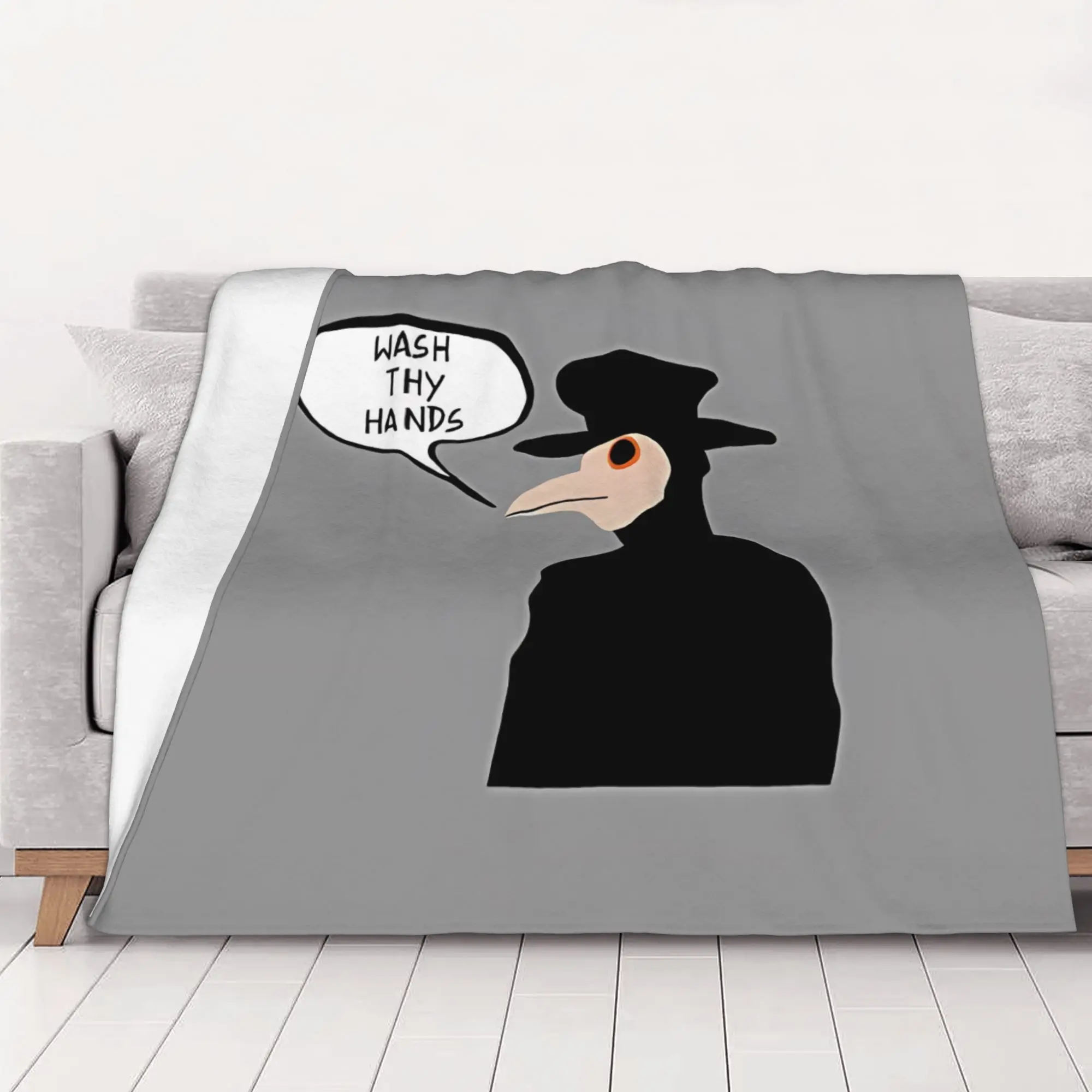1PC Wash Thy Hands Plague Doctor Plague Doctor home room decorations Winter Blankets for Adults Bedding Home Interior Sofa Knee