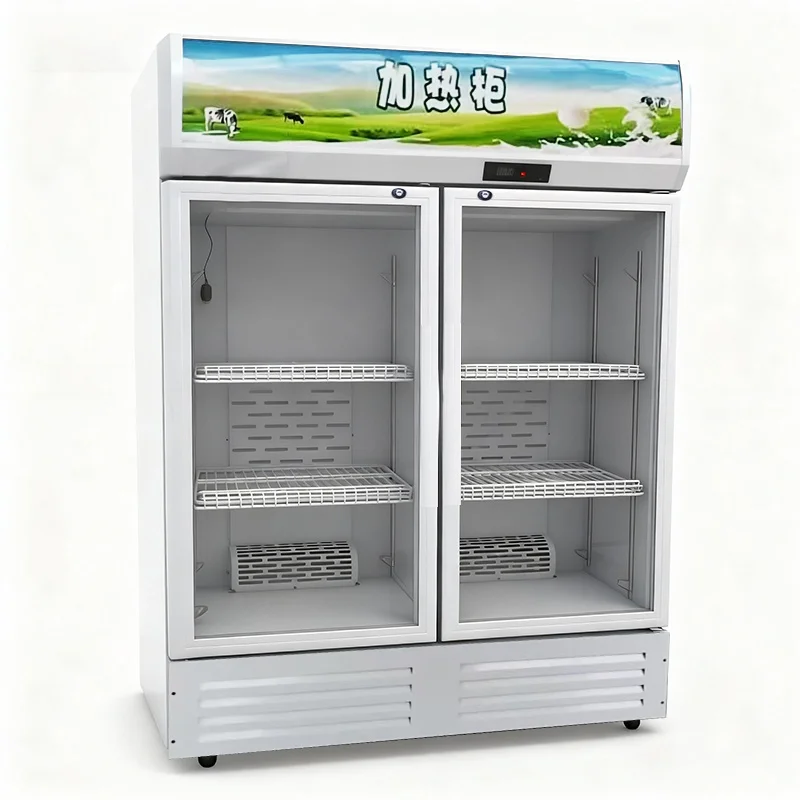 Double Door Commercial Hot Drinks Cabinet Coffee Electric Heating Milk Beverage Warmer Display Cartoon Heating Cabinet
