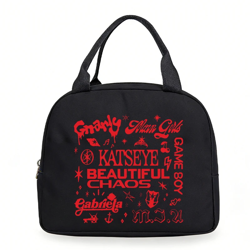 Large Capacity Lunch Bag Katseye Korean Ulzzang Print Thermal Bag Women Men Food Lunch Handbag Multifunctional Portable Tote Bag