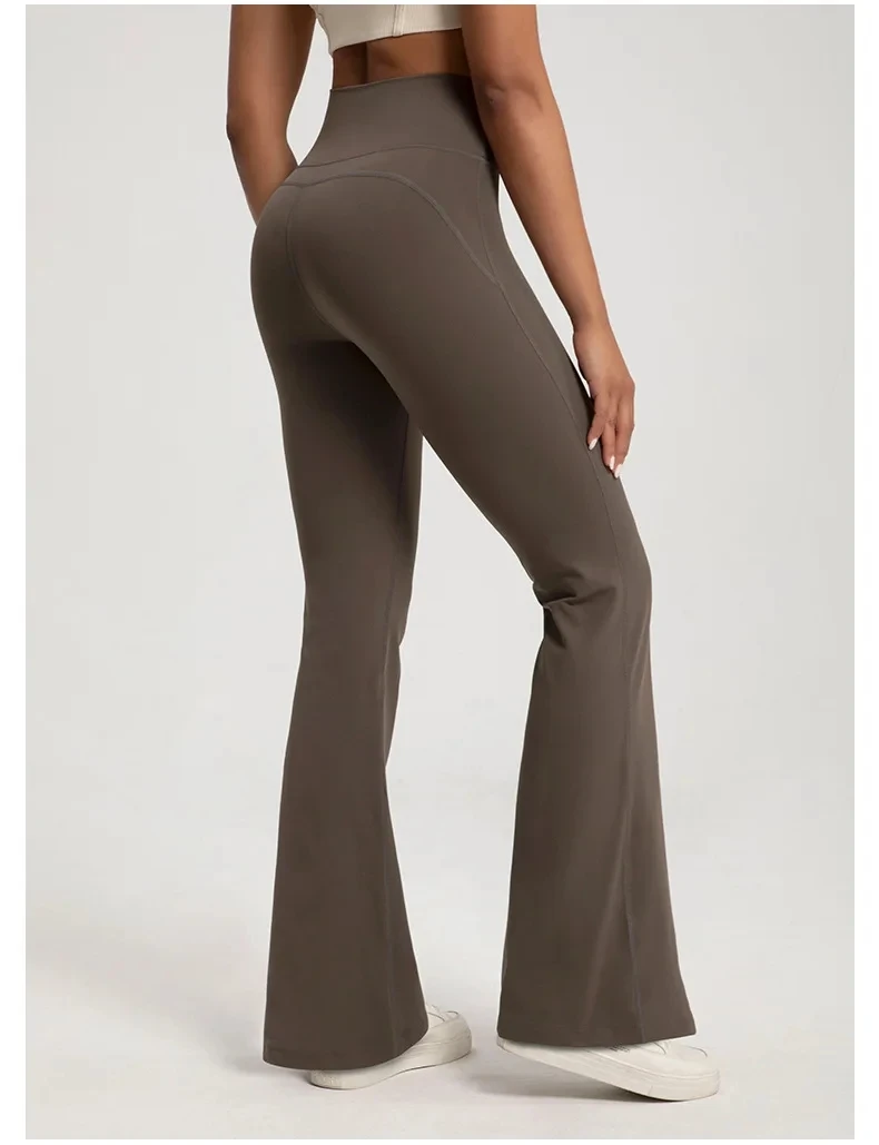 Damen High-Waist Elastische Schlaghose mit Taillenbund, Hüftstraffend, für Fitness, Yoga, Freizeit, Outdoor, Laufen – Detail 6