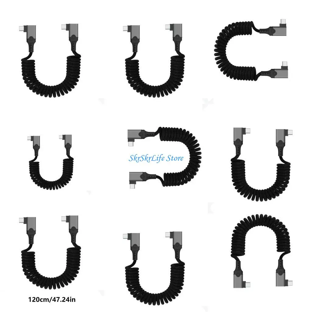 

E65E USB5 Male to Male Spring Cord 240W Fast 80Gbps Transfer Speed 16K Resolution Display for Type C Electronics