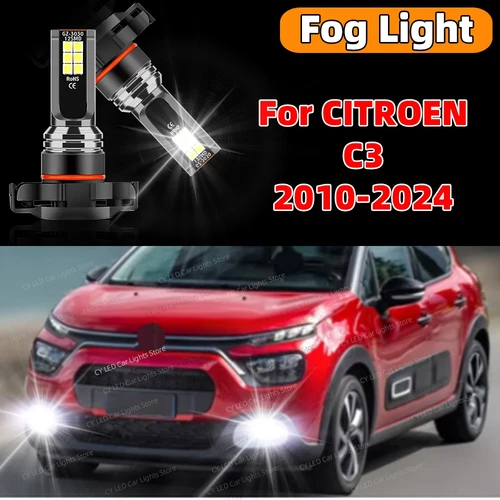 Imagen 1 del producto 2 uds luz antiniebla delantera LED bombillas de coche Canbus 6000K para CITROEN C3 2010-2024 2011 2012 2013 2014 2015 2016 2017